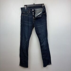 Levis 501 Premium Jeans Mens 30x32 Blue Dark Wash Button Fly Stretch Denim Pants